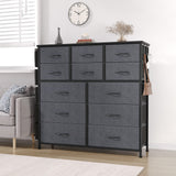 Garvee 12 Drawer Dresser for for Bedroom, Fabric Dressers & Chest of Drawers Tall Dressers for Bedroom Closet, Clothes, Wooden Top, Sturdy Metal Frame (Dark Grey) - Dark Grey