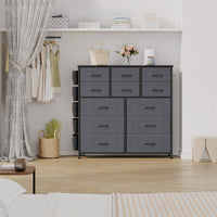 Garvee 12 Drawer Dresser for for Bedroom, Fabric Dressers & Chest of Drawers Tall Dressers for Bedroom Closet, Clothes, Wooden Top, Sturdy Metal Frame (Dark Grey)