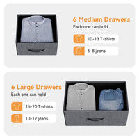 Garvee 12 Drawer Dresser for for Bedroom, Fabric Dressers & Chest of Drawers Tall Dressers for Bedroom Closet, Clothes, Wooden Top, Sturdy Metal Frame (Dark Grey)