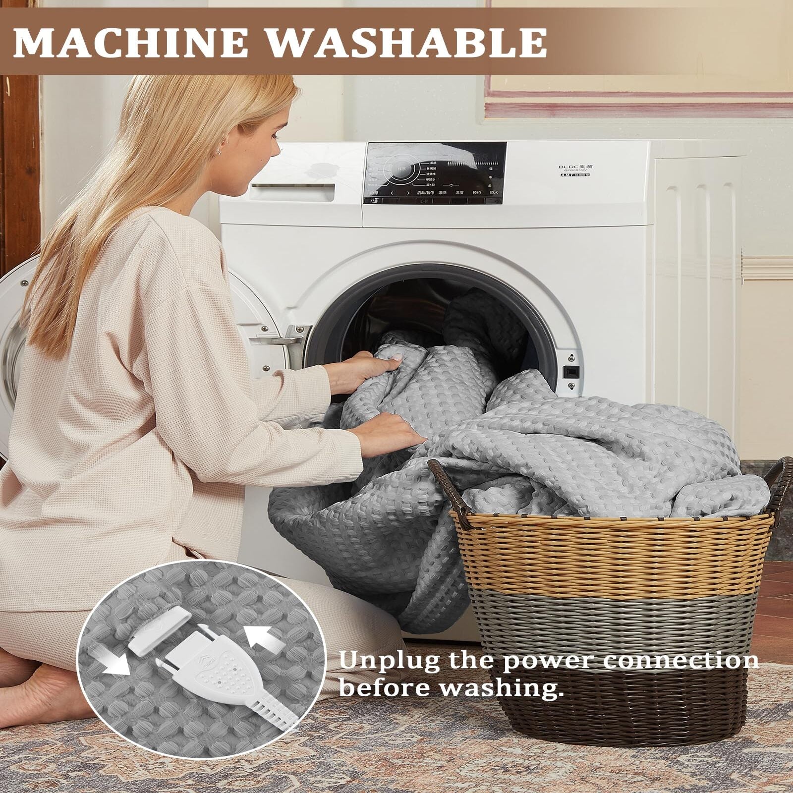 Garvee Heated King Size Blanket with Dual LCD Controllers, Fast Heating, 240GSM Velvet & Sherpa, 10 Heat Levels, 1-12H Timer, Machine Washable, Grey, 100"x90"