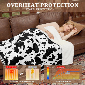 Garvee Heated Electric Blanket King Size with LCD Dual Controller, Cow Print Heating Blankets, 10 Heat Levels & 1-12H Time Settings, ETL Certified, Machine Washable, Brown Black, 100" x 90"