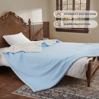Garvee Heated Blanket King Size with LCD Dual Controller, Waffle Weave Fast Heating Electric Blankets, 10 Heat Levels & 1-12H Time Settings, ETL Certified, Machine Washable, Light Blue, 100" x 90"
