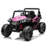 Garvee Ride - P Series: 12V Toy Electric Truck Utv with Large Wide Seat and Remote Control, Led Lights, Wireless Connection, Music, 2 Spring Suspension for 3-8 Boys & Girls - Pink