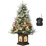 Garvee 3ft Mini Christmas Tree, Premium Snow Flocked Artificial Christmas Tree with 78 Warm White LED Lights, Pre Lit Xmas Pine Tree for Christmas Decoration, Yard, Home, Office - Jingle Bells-8 Light Modes-1 Pack