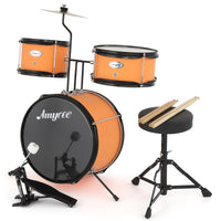 Garvee Drum Set for Beginners, 3-Piece Drum Set, Kids Drum Set with Bass Drum, 8" Suspended Cymbal, Stool, Drumsticks, Pedal