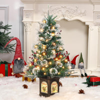 Garvee 3ft Mini Christmas Tree, Premium Snow Flocked Artificial Christmas Tree with 78 Warm White LED Lights, Pre Lit Xmas Pine Tree for Christmas Decoration, Yard, Home, Office(2 PCS)