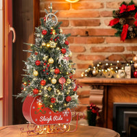 Garvee 3ft Christmas Tree with 78 Lights, Pre-Lit Artificial Desktop Xmas Tree with 8 Mode Includes Red Berries & Sleigh Base for Holiday Indoor DIY Christmas Decor, 2 PCS