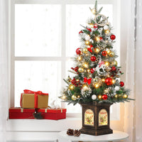 Garvee 3ft Mini Christmas Tree, Premium Snow Flocked Artificial Christmas Tree with 78 Warm White LED Lights, Pre Lit Xmas Pine Tree for Christmas Decoration, Yard, Home, Office(2 PCS)