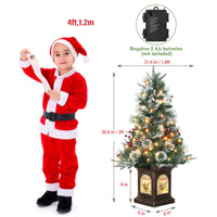 Garvee 3ft Mini Christmas Tree, Premium Snow Flocked Artificial Christmas Tree with 78 Warm White LED Lights, Pre Lit Xmas Pine Tree for Christmas Decoration, Yard, Home, Office(2 PCS)