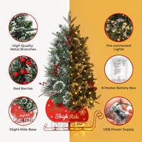 Garvee 3ft Christmas Tree with 78 Lights, Pre-Lit Artificial Desktop Xmas Tree with 8 Mode Includes Red Berries & Sleigh Base for Holiday Indoor DIY Christmas Decor, 2 PCS