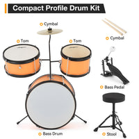 Garvee Drum Set for Beginners, 3-Piece Drum Set, Kids Drum Set with Bass Drum, 8" Suspended Cymbal, Stool, Drumsticks, Pedal