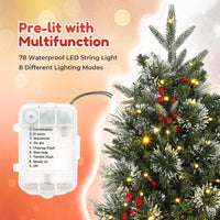 Garvee 3ft Christmas Tree with 78 Lights, Pre-Lit Artificial Desktop Xmas Tree with 8 Mode Includes Red Berries & Sleigh Base for Holiday Indoor DIY Christmas Decor, 1 PCS