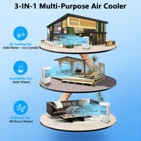 Garvee Evaporative Cooler, Garvee 4100CFM Evaporative Air Cooler with 15.8 Gallon Water Tank and 4 Ice Packs, 3 Modes & Wind Speeds, 3-IN-1 Evaporative Cooler for Outdoor Indoor Use
