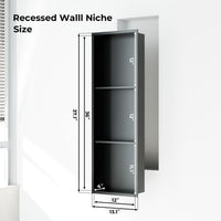 Garvee Stainless Steel Shower Niches Ready for Tile, 12" x 36" Modern Soap Niche, 3-Tier Organizer, No Tile Needed Recessed Wall Niche for Bathroom Storage, Black