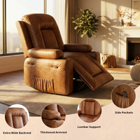 Garvee Power Lift Recliner Chair - Heat and Massage, Adjustable Back and Legs, PU Leather Electric Lift Chair Designed for Mobility Aid Elderly Relaxation, Brown