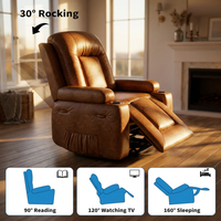 Garvee Power Lift Recliner Chair - Heat and Massage, Adjustable Back and Legs, PU Leather Electric Lift Chair Designed for Mobility Aid Elderly Relaxation, Brown