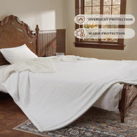 Garvee Heated Blanket Full Size, Waffle Weave Electric Blanket Throw with LCD Controller, Fast Heating, 10 Heat Levels & 1-12H Time Settings, ETL Certified, Machine Washable, Off White, 72" x 84"