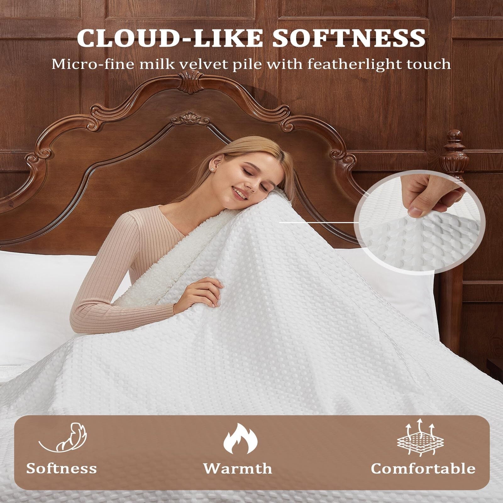 Garvee Heated Blanket Queen Size with LCD Dual Controller, Waffle Weave Fast Heating Electric Blankets, 10 Heat Levels & 1-12H Time Settings, ETL Certified, Machine Washable, Off White, 84" x 90"