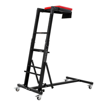 Garvee Foldable Topside Automotive Creeper, 53"-70" Adjustable Height 400lbs Capacity Engine Creeper with Padded Deck & Locking Swivel Casters for Garage Workshop Repair Maintenance, I-Base, Black
