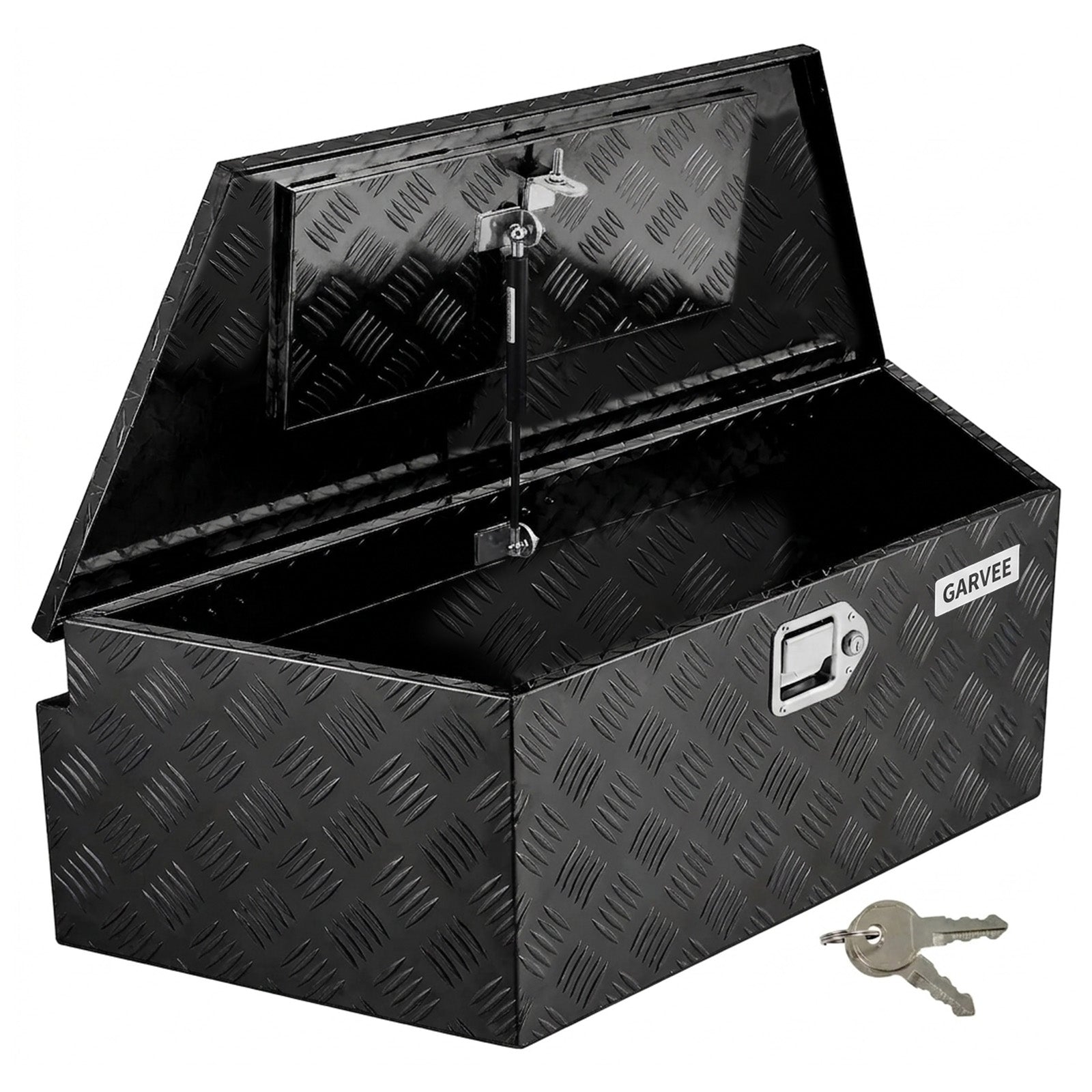 Garvee 39Inch Trailer Tongue Boxes,Heavy Duty Aluminum Trailer Tool Box With Lock and Keys,Diamond Plate Storage Box,Waterproof Trailer Box for Pick Up Truck Bed,RV Trailer,Black