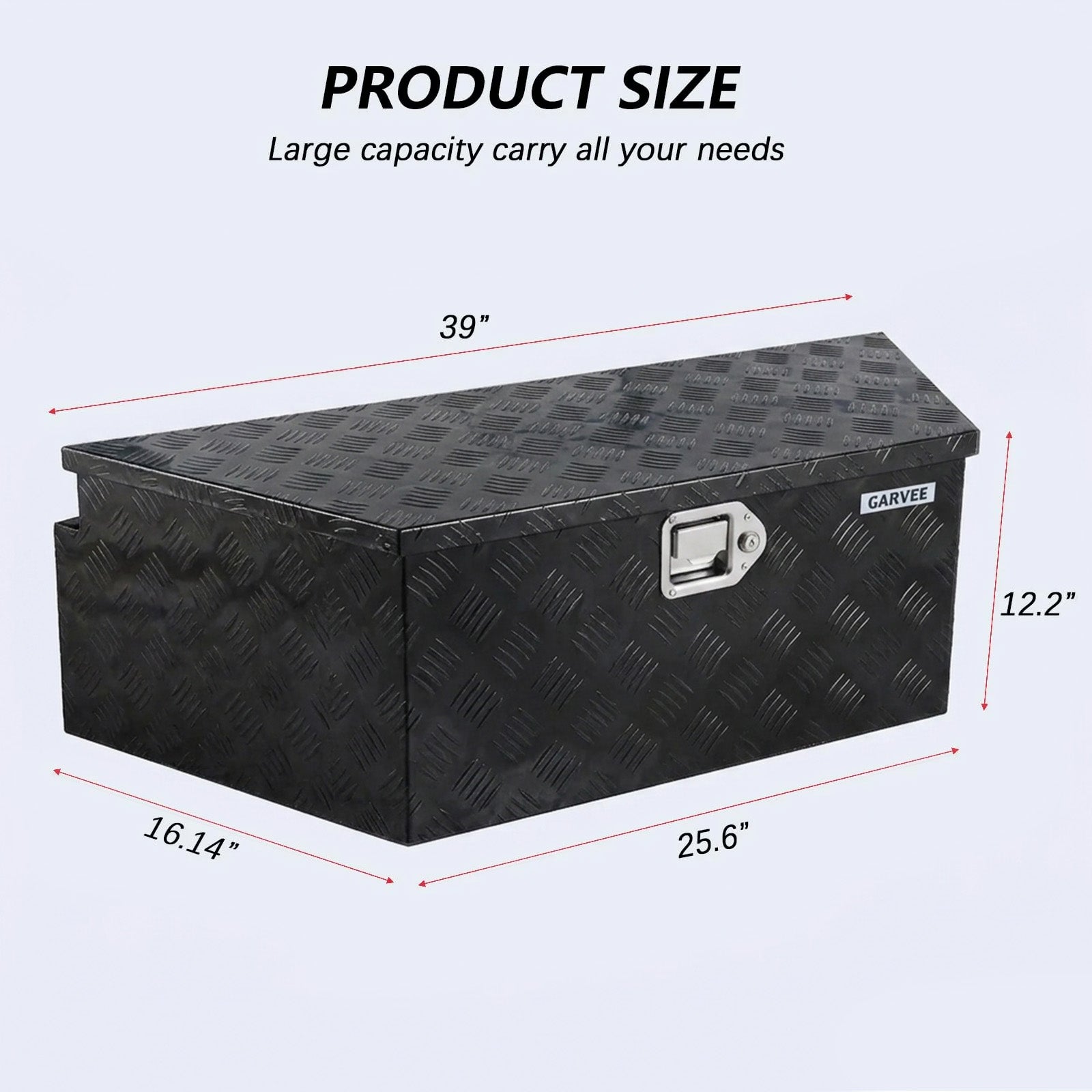 Garvee 39Inch Trailer Tongue Boxes,Heavy Duty Aluminum Trailer Tool Box With Lock and Keys,Diamond Plate Storage Box,Waterproof Trailer Box for Pick Up Truck Bed,RV Trailer,Black