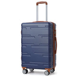 Garvee 24 Inch Expandable Hard Shell Carry On Luggage with Spinner Wheels, Hardside Carry On Suitcase with Tsa Lock, Lightweight Hardshell Suitcase - Blue+Brown