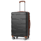 Garvee 24 Inch Expandable Hard Shell Carry On Luggage with Spinner Wheels, Hardside Carry On Suitcase with Tsa Lock, Lightweight Hardshell Suitcase - Black+Brown