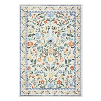 Garvee Floral Washable Rug 4x6, Non-Shedding Indoor Foldable Printed Rug for Bedroom Kitchen, Non-Slip Soft Vintage Throw Low Pile Farmhouse Washable Carpet, Green