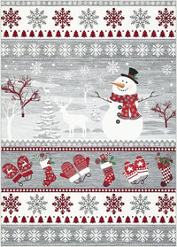Garvee Area Rug 8x10 Christmas Snowflake Rug for Living Room, Thin Washable Carpet with Non Slip Rubber Backing, Low Pile Non Shedding Printed Mat, Soft Foldable Floor Covering for Bedroom, Grey
