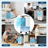 Garvee Evaporative Cooler, 7L (1.84Gal) Portable Air Conditioner Fan with TOUCH SCREEN & Remote Control, 3 Speeds & 3 Modes, LED Display, Ice Packs & Casters Included, for Bedroom, Office, Home