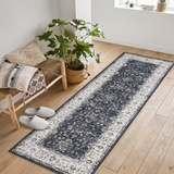 Garvee Vintage Boho Runner Rugs Black & Grey 2'x6' Washable Non-Slip Soft Pastel Carpet for Living Room Bedroom Dining Nursery Office - Dark Gray