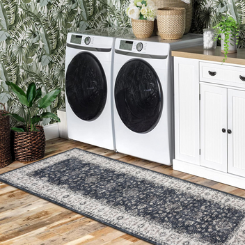 Garvee Vintage Boho Runner Rugs Black & Grey 2'x6' Washable Non-Slip Soft Pastel Carpet for Living Room Bedroom Dining Nursery Office