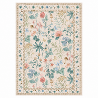 Garvee 8x10 Washable Floral Area Rug, Non-Slip Low Pile Rug, Stain Resistance Carpet for Living Room, Bedroom, Dining Room, Beige