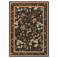 Garvee 8x10 Washable Floral Area Rug, Non-Slip Low Pile Rug, Stain Resistance Carpet for Living Room, Bedroom, Dining Room, Brown