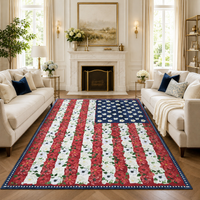 Garvee 9' × 12' 4th of July Patriotic Floral Rug, Navy/Red/White American Flag Washable Area Rug