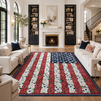 Garvee 9' × 12' 4th of July Patriotic Floral Rug, Navy/Red/White American Flag Washable Area Rug