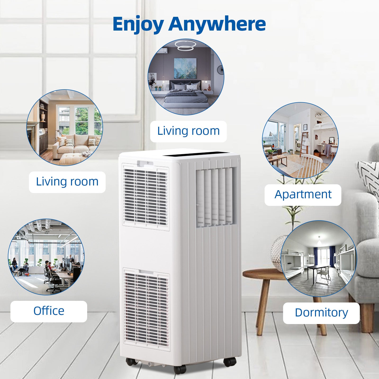 Garvee 8000 BTU Portable Air Conditioner, 3 In 1 AC Unit Built-In Cool, Dehumidifier & Fan for Rooms Up to 350 Sq.Ft, Energy Saving AC with Remote/24H Timer for Dorms/Indoor Rooms - White