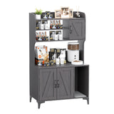 Garvee Cat Litter Box Enclosure, Modern Hidden Cat Litter Box Furniture with 4-Tier Storage Shelves, 2 Cabinets, Cat Litter Mat, Large Wood Indoor Cat House Furniture for Home, Walnut Wood - Walnut Wood