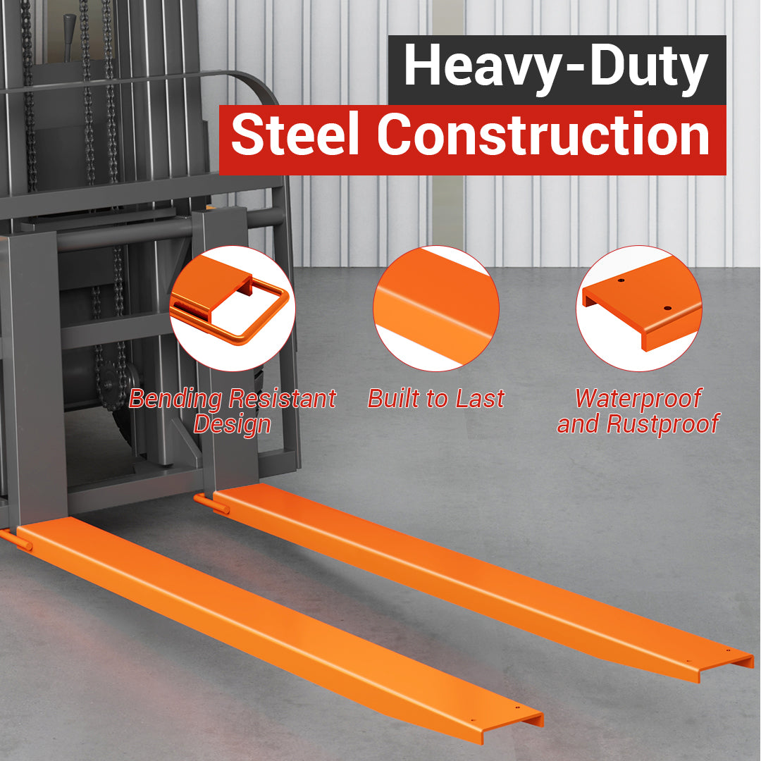 Garvee 5.5" Width Pallet Fork Extension, 4600 LBS Max Heavy Duty Steel Pallet Extensions for Forklift Truck - Orange / 72x5.5 inch