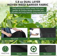 Garvee 3'x300' 5.8oz Double Layer Woven Weed Barrier Fabric - Heavy Duty for Gardens, Driveways & Commercial Landscaping