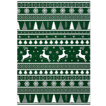 Garvee Christmas Area Rug 6x9 Rug for Living Room Machine Washable Rug Modern Deer Snowflake Green Rug for Bedroom Non Slip Carpet Stain Resistant Large Rug for Dining Room Classroom 6'x9' Green