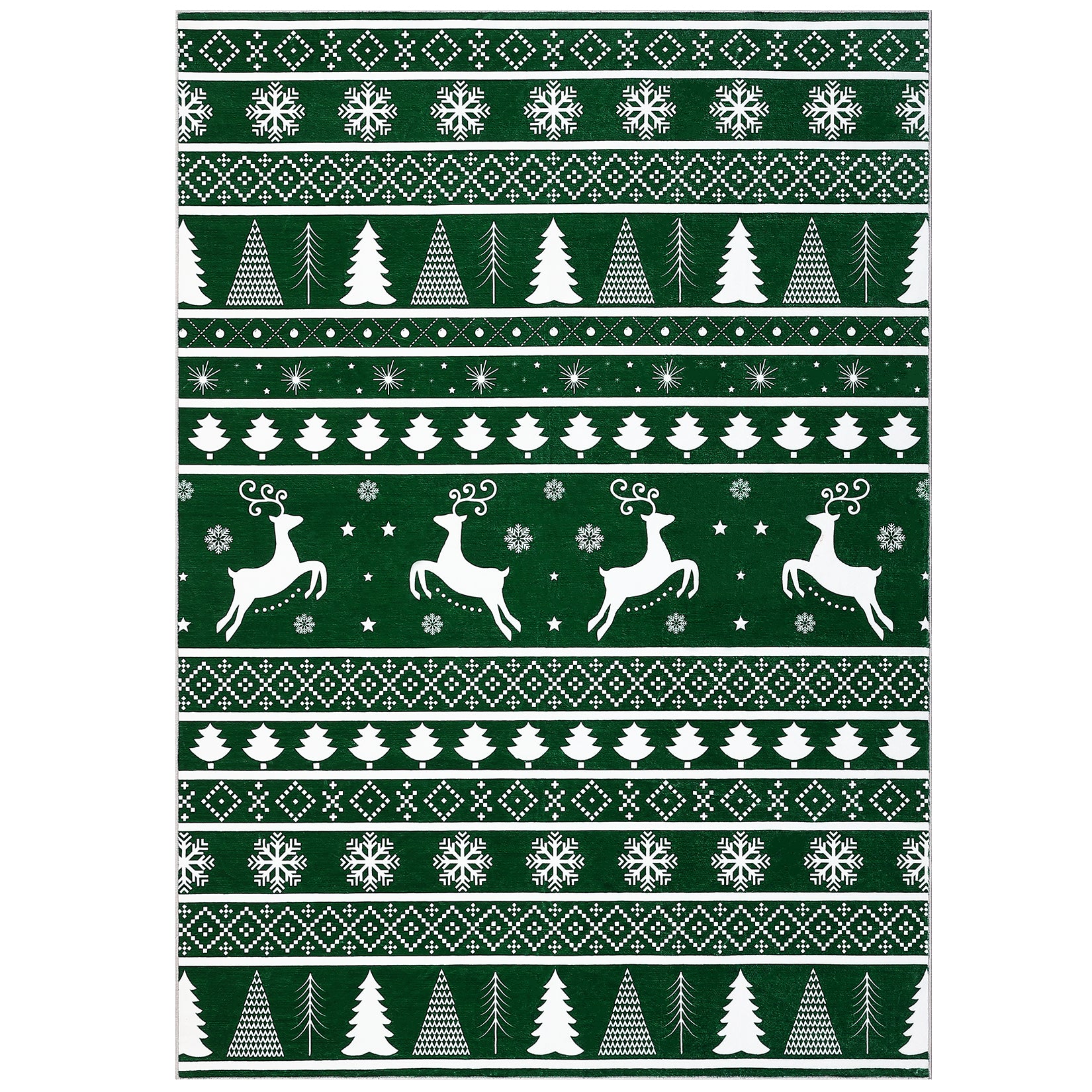 Garvee Christmas Area Rug 6x9 Rug for Living Room Machine Washable Rug Modern Deer Snowflake Green Rug for Bedroom Non Slip Carpet Stain Resistant Large Rug for Dining Room Classroom 6'x9' Green
