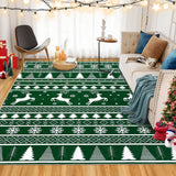 Garvee Washable Area Rug 5x7 Rug for Living Room Christmas Rug Non Slip Xmas Deer Tree Green Rug for Bedroom Aesthetic Soft Low Pile Carpet Stain Resistant Carpet for Dining Room 5'x7' Green - Green