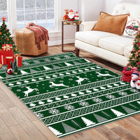 Garvee Washable Area Rug 5x7 Rug for Living Room Christmas Rug Non Slip Xmas Deer Tree Green Rug for Bedroom Aesthetic Soft Low Pile Carpet Stain Resistant Carpet for Dining Room 5'x7' Green