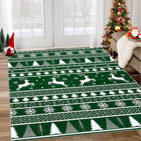 Garvee Washable Area Rug 5x7 Rug for Living Room Christmas Rug Non Slip Xmas Deer Tree Green Rug for Bedroom Aesthetic Soft Low Pile Carpet Stain Resistant Carpet for Dining Room 5'x7' Green