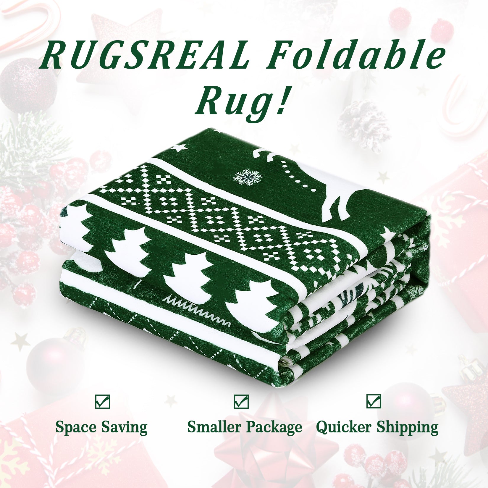 Garvee Christmas Runner Rug 2x8 Green Hallway Rug Xmas Runner Kitchen Rug Washable Rug Non Slip Carpet Holiday Decor Deer & Tree Soft Rug for Bedroom Bathroom Laundry Living Room