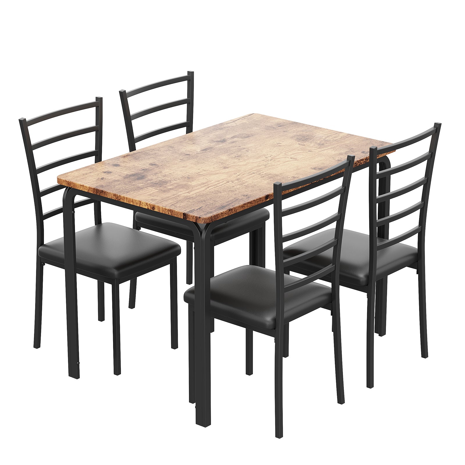 Garvee Dining Table Set for 4, 5 Piece Kitchen Dining Room Table and Chairs Set, Space-Saving Wood Modern Rectangle Dinner Table for Small Space, Apartment, Brown