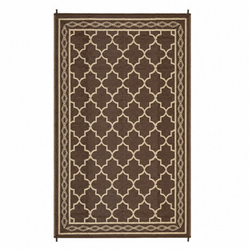 Garvee Outdoor Rug 8x10 Waterproof Reversible Patio Rug Non Slip Foldable Plastic Straw Carpet Brown Trellis for Deck Porch RV Camping, Peony Brown