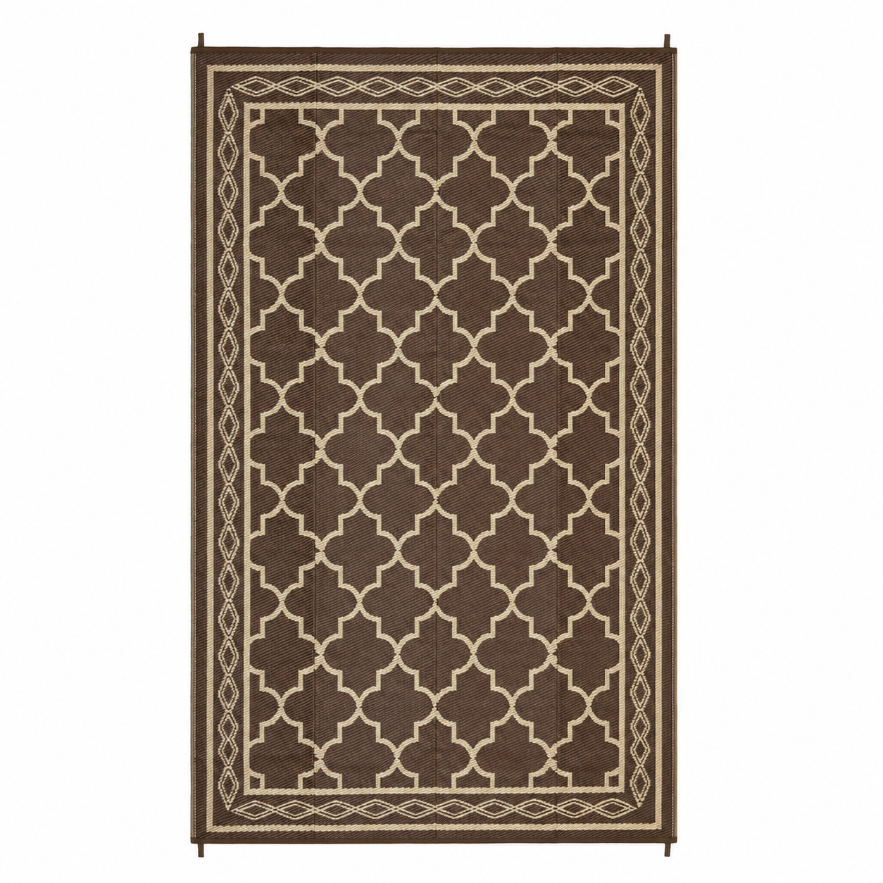 Garvee Outdoor Rug 8x10 Waterproof Reversible Patio Rug Non Slip Foldable Plastic Straw Carpet Brown Trellis for Deck Porch RV Camping, Peony Brown