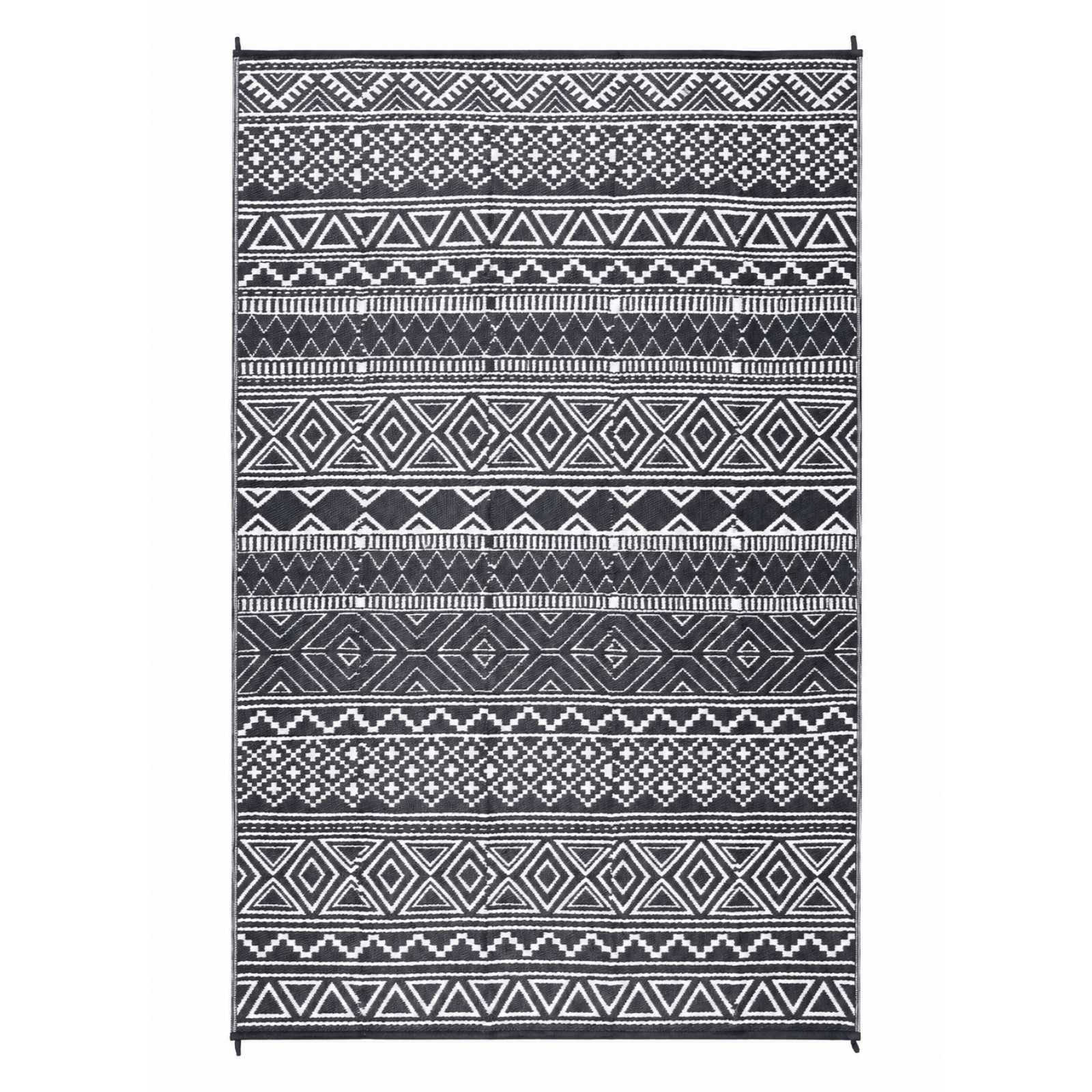 Garvee Outdoor 9x18 Boho Rug, Reversible Waterproof PP Plastic Carpet for Patio, Camping & RV | Easy Clean Portable, Gray & White